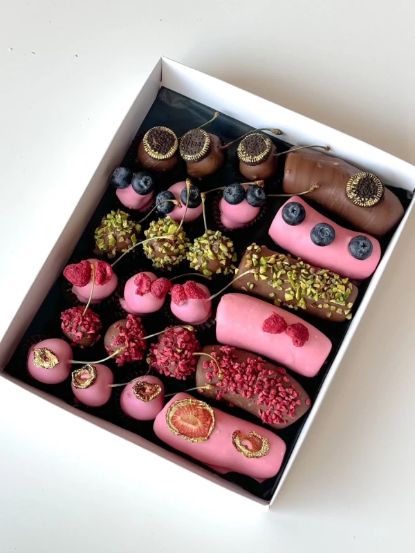 Фруктовый бокс "Лакомство" — «Фруктовый бокс Лакомство» — фруктовый набор Dolce Sweets из 3 бананов в молочном шоколаде, 3 бананов в…